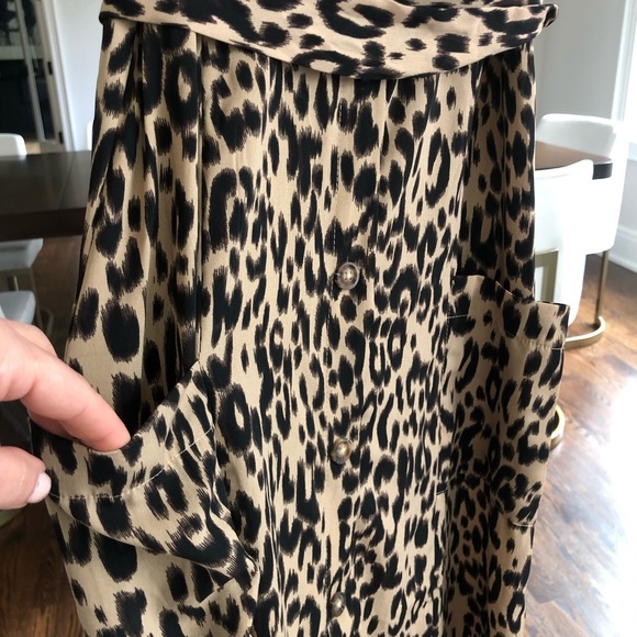 Sienna Sky Dress Ruffle Shoulder Leopard Midi S - Picture 7 of 12